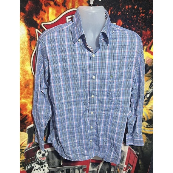 Tailorbyrd Mens Shirt Size Large Long Sleeve Button Down Blue Multi‎ Color Plaid - Picture 1 of 6